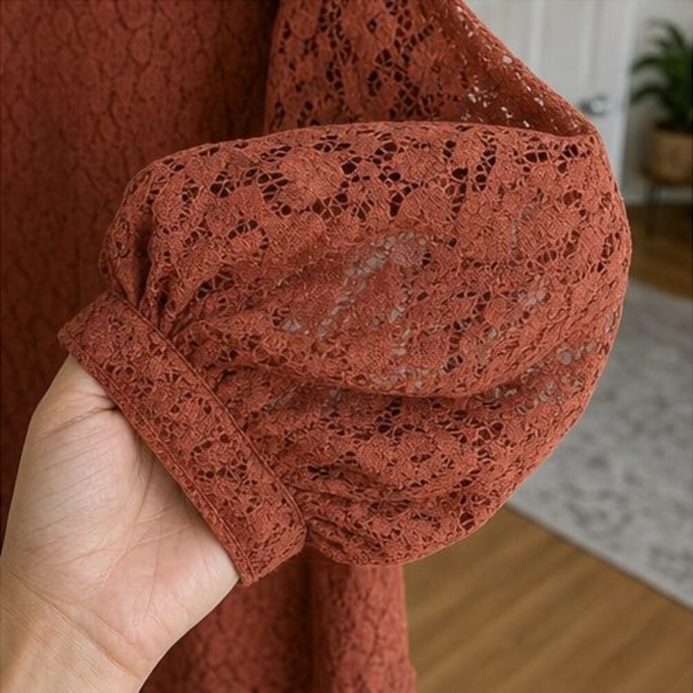 Rust Pleated Blouse - Picture 5 of 6